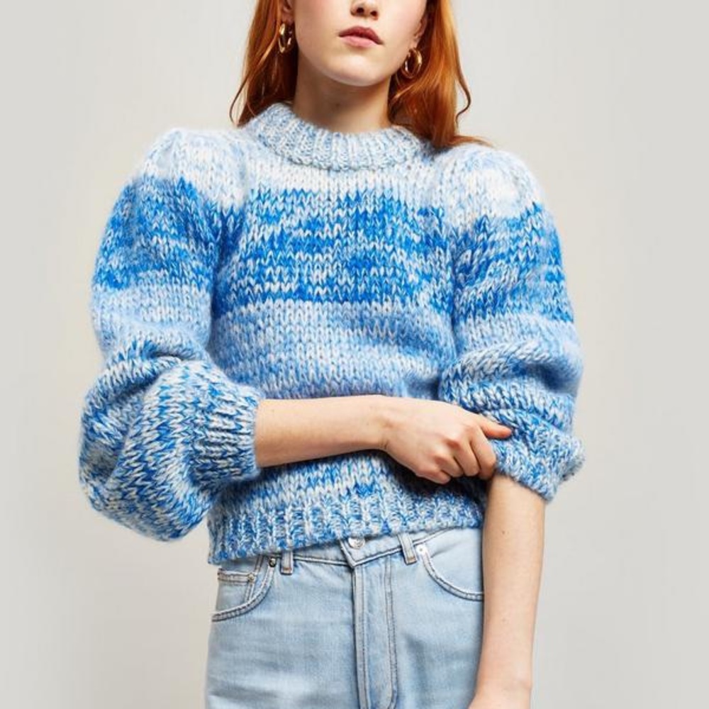 Ganni Julliard Mohair Knit Space Dye Blue Lapis Sweater 💙